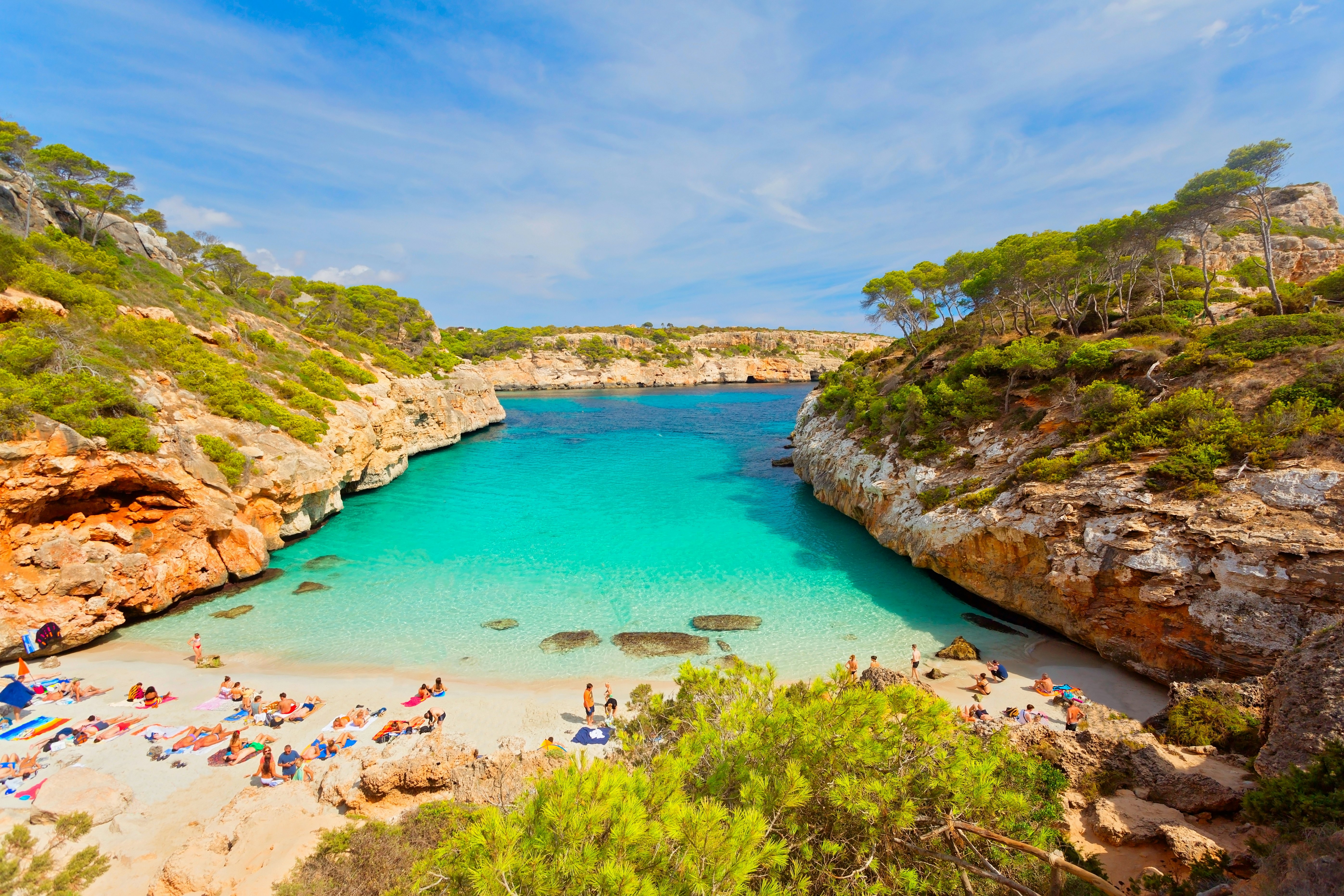 Panoramic view of Cala des Moro Beach, Mallorca